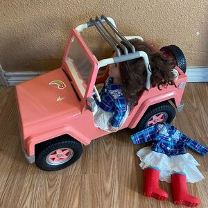 Our Generation Pink Bluetooth Jeep 4x4 + Doll & Extra Outfit Set